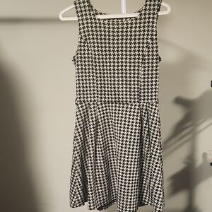 Elegant Black and White Houndstooth Mini Dress